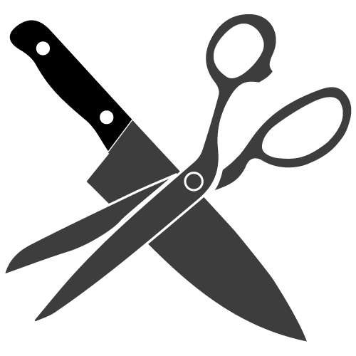 Icone pour l'affûtage - couteau et paire de ciseaux