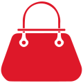 Icone de sac à main en cuir rouge
